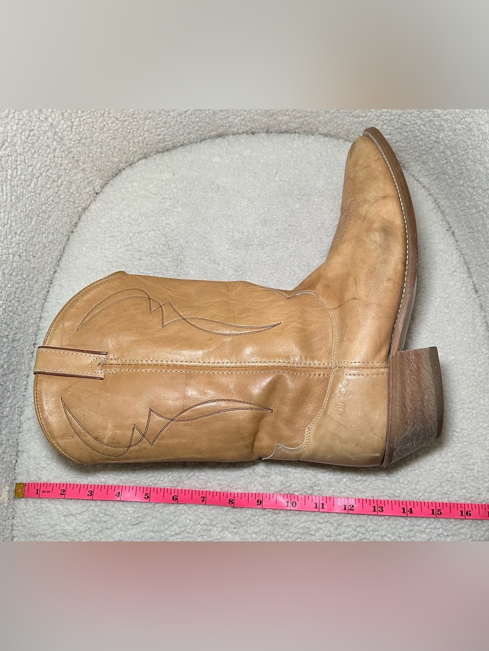 Vintage Dingo Cowboy Boots Men’s Tan Beige Leather Western Bohemian Festival USA - Picture 13 of 13